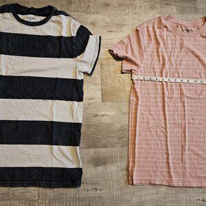 (2) Men's Short Sleeve T-Shirt - Goodfellow & Co Striped Size Small Crewneck